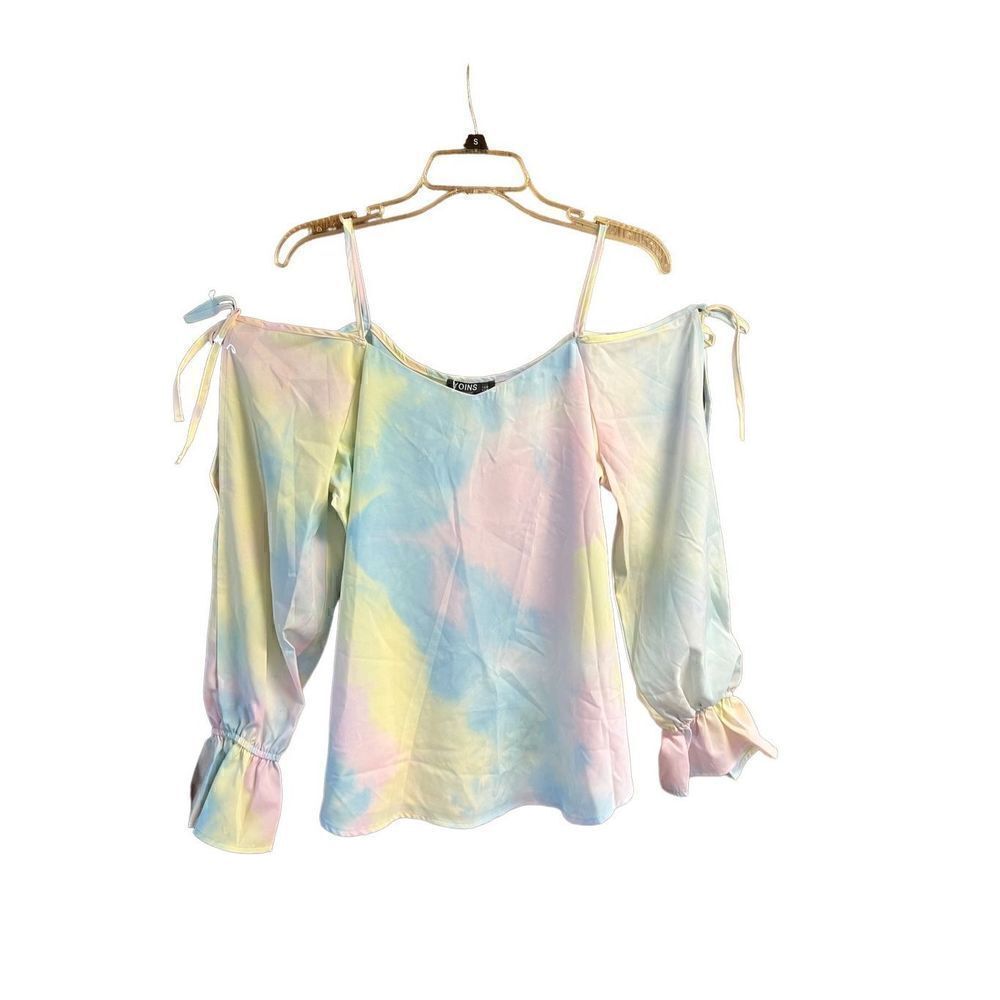 🔥5/20🔥 Yoins *Cold Shoulder* Tie dye Blouse Sz 12 NWT